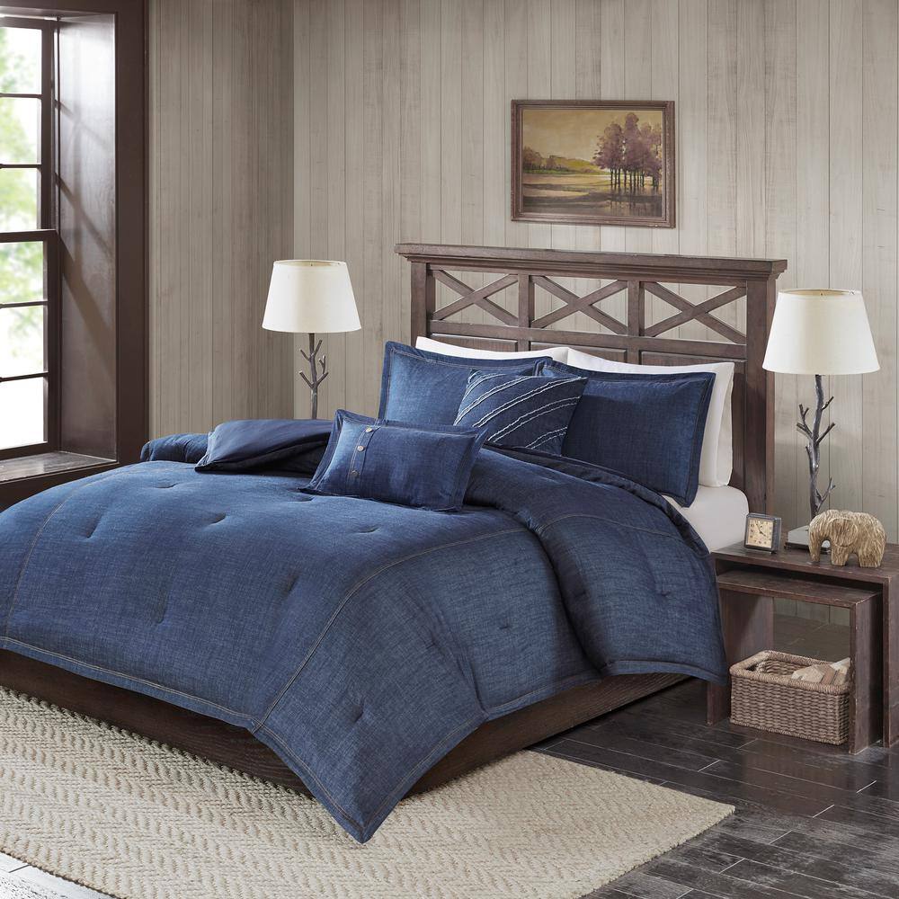 Woolrich Perry 5 Piece Blue King Cal, Oversized Comforter Sets For King Bed