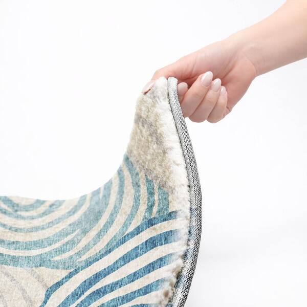 Dream Shag Premium Machine Washable Abstract ADS765 Teal 9 ft. x 12 ft. Area Rug