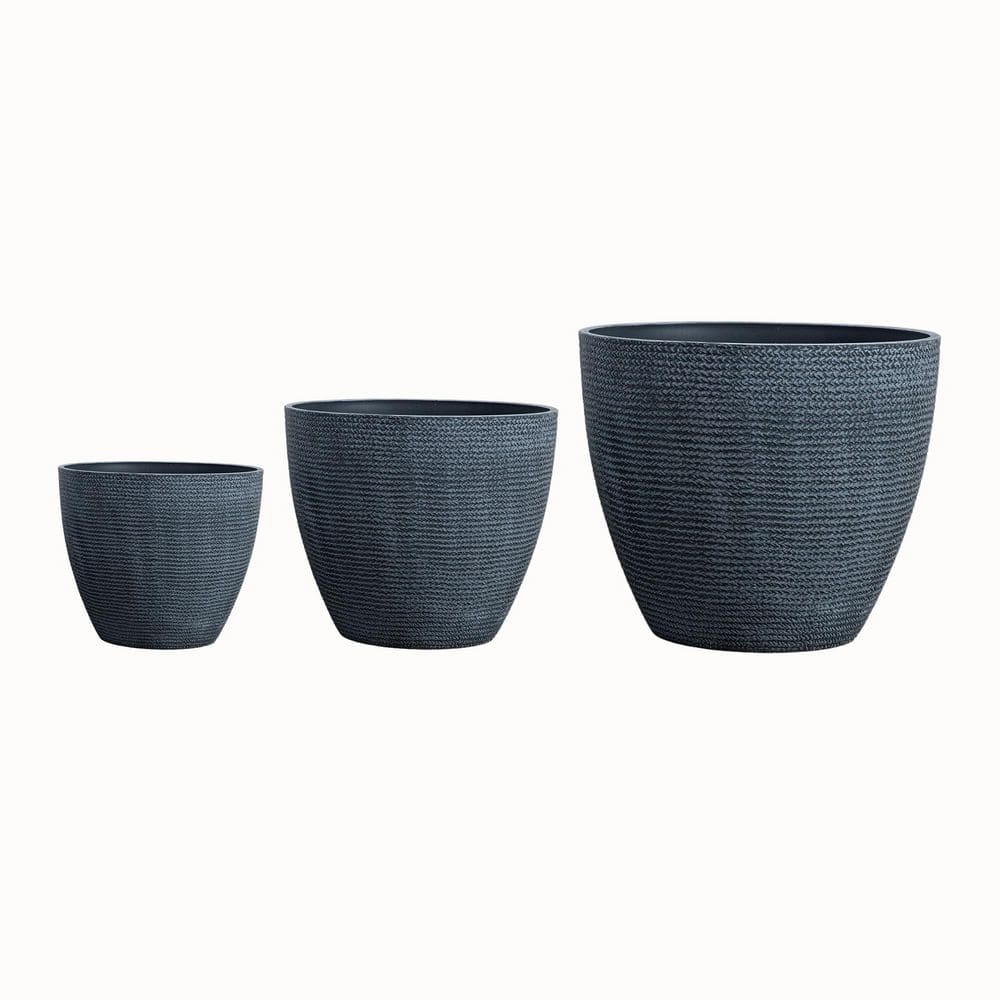 Large 19.7 in. D Hazy Blue All-Weather Plastic Pedestal Planter Set Stone Texture (3-Pack) price history on PriceWatchPro