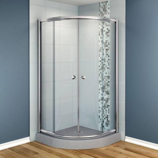MAAX Talen 42 in. x 42 in. x 70 in. Neo-Round Frameless Corner Shower Door Clear Glass in Chrome Finish-DISCONTINUED