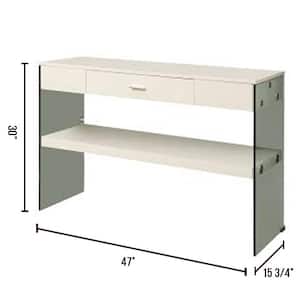 Raya 47 in. White/Clear Standard Rectangle Wood Console Table with Drawers