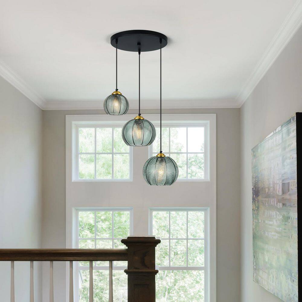 Home Lighting 7. 87in. 3-Light Gray Green-3Y Glass Globe Pendant Lights for Kitchen Island price history on PriceWatchPro