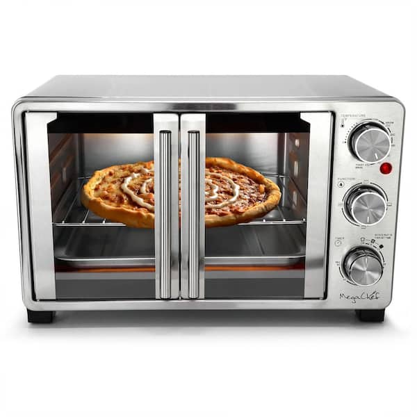 MegaChef MegaChef 25 Liter Stainless Steel French Door Multi-Function Electric Toaster Oven with Rotisserie Set
