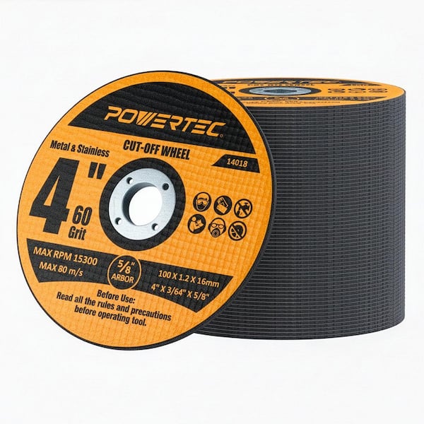 4 in. Metal Cut Off Wheels, 50-Pack, Iridium-Coated Aluminum Oxide 60 Grit, 1/16 in. Thick with 5/8 in. Arbor