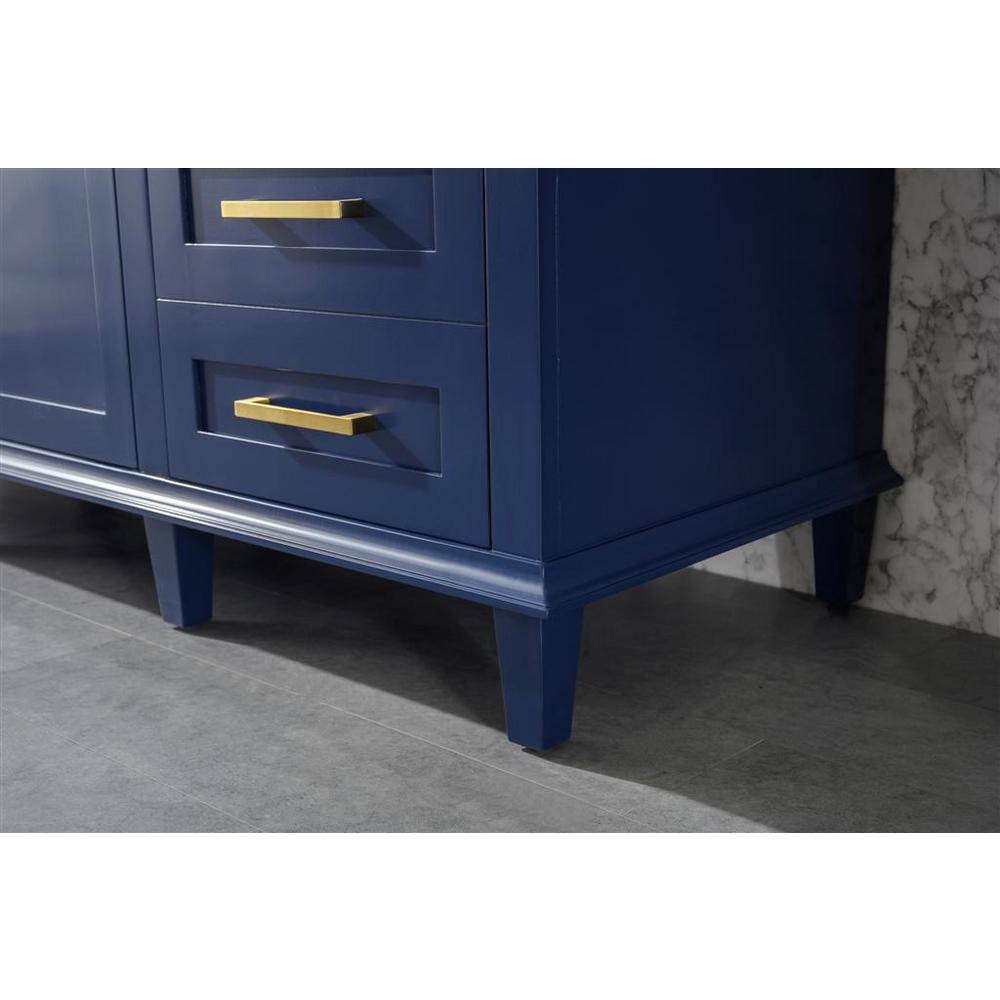 Blue 60" Single Sink Vanity with Carrara Marble Top