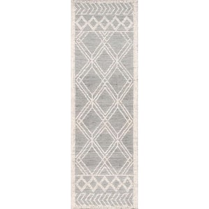 Natti Contemporary Trellis Gray 2 ft. 6 in. x 6 ft. Indoor Runner Rug