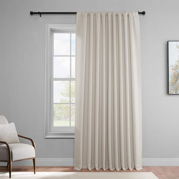 Exclusive Fabrics & Furnishings Alabaster Beige Extrawide Curtains 100 in. W x 96 in. L Rod Pocket Room Darkening Curtain (Single Panel)