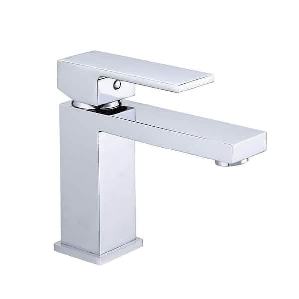Miscool Thi Single-Handle Single-Hole Bathroom Sink Faucet with Pop-Up Drain Assembly Vanity Sink Faucet in Chrome