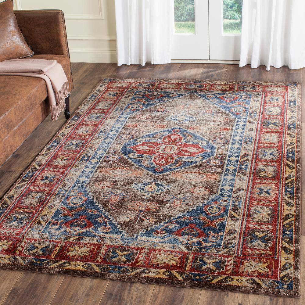 Bijar 4' x 6' Blue and Brown Wool Area Rug