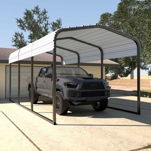 10 ft. W x 15 ft. D Carport Metal Car Canopy and Shelter, White