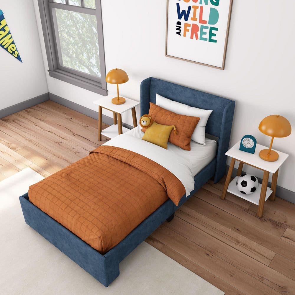 Blue Twin Upholstered Bed with Headboard price history on PriceWatchPro