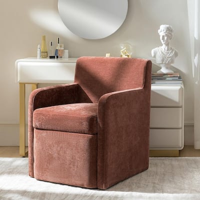 Anna Rust Modern Polyester Dining Chair with Built-in Storage Compartment