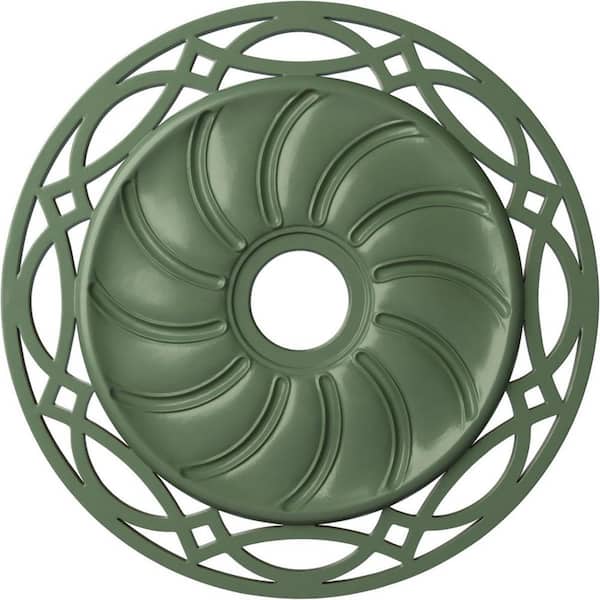 Ekena Millwork 1-3/8" x 26-5/8" x 26-5/8" Polyurethane Loera Ceiling , Hand-Painted Athenian Green