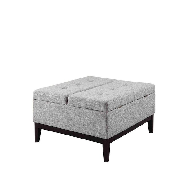 HomeRoots Mariana Grey Tufted Cushions Storage Ottoman