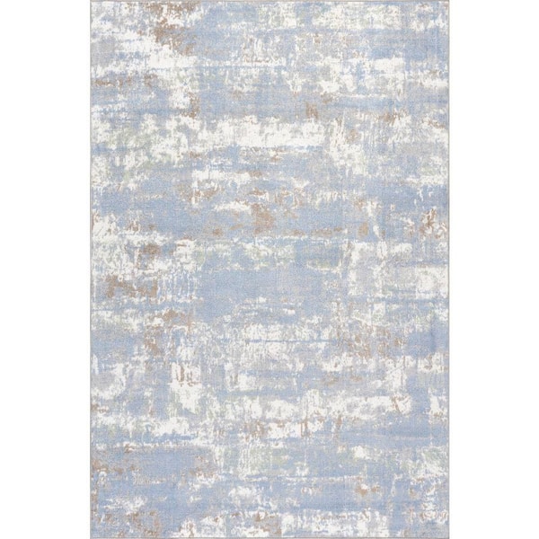 Patty Washable Rainy Days Steel Blue 8 ft. x 10 ft. Indoor Area Rug
