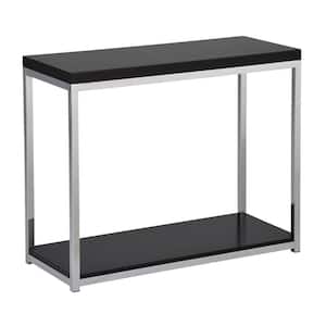 Wall Street 36 in. Black/Chrome Rectangle Acrylic Console Table with Storage