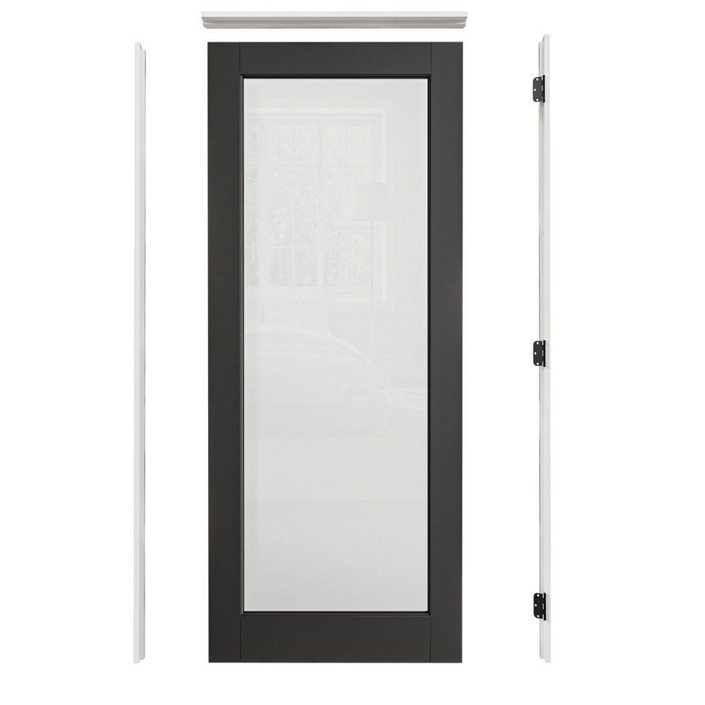 30 in. x 80 in. 1-Lite Frosted Glass Left-Hand Black Solid Core Glass Single Prehung Interior Door+ Quick Assemble Jamb price history on PriceWatchPro