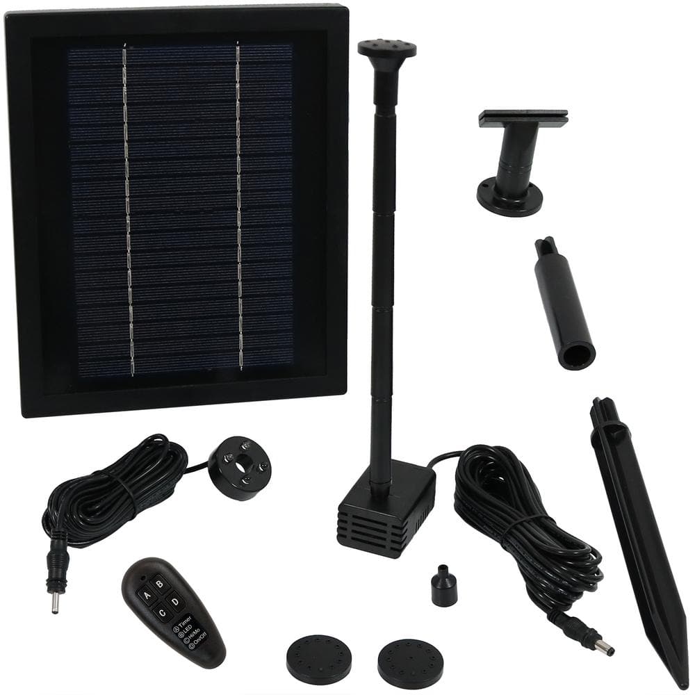 Sunnydaze 47 in. Lift 65 GPH Solar Pump Kit with Remote Control