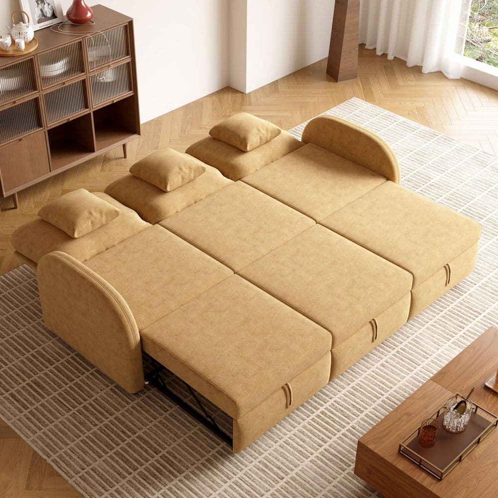 Haven Collection 102 in. Camel Chenille King Size Sofa Bed