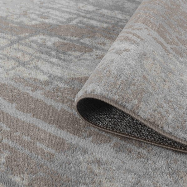 Sakarya Collection Brown Grey 7 ft. x 10 ft. Abstract Contemporary Indoor Area Rug