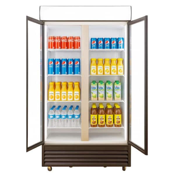 39 in. W 22 cu. ft. NSF 2-Glass Door Commercial Refrigerator Merchandiser Cooler in Black