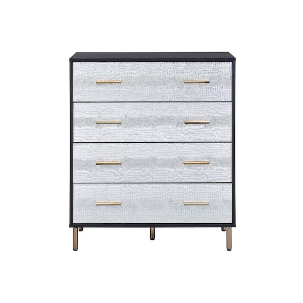 Donason 6-Drawer Black and Silver Chest of Drawers (32 in. W x 16 in. D x 37 in. H)