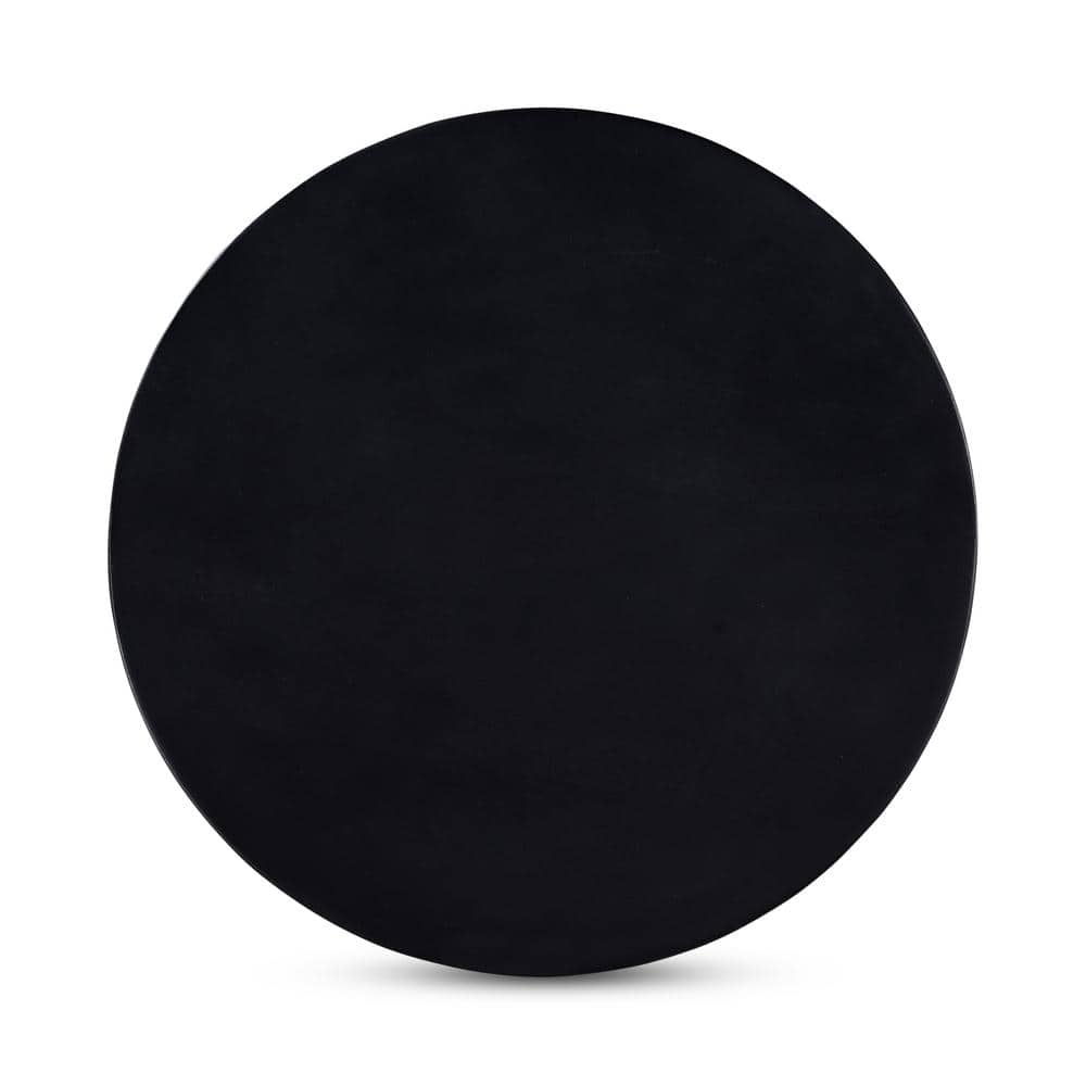 Charcoal Black Mango Wood Round Coffee Table - 55 lb Capacity
