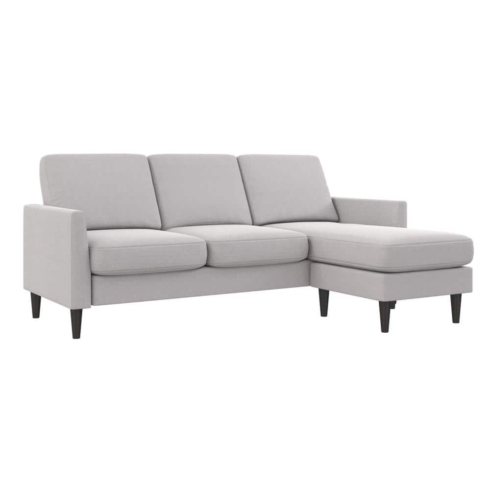 Mr. Kate Winston Light Gray Linen 3-Seat L-Shaped Sofa Sectional