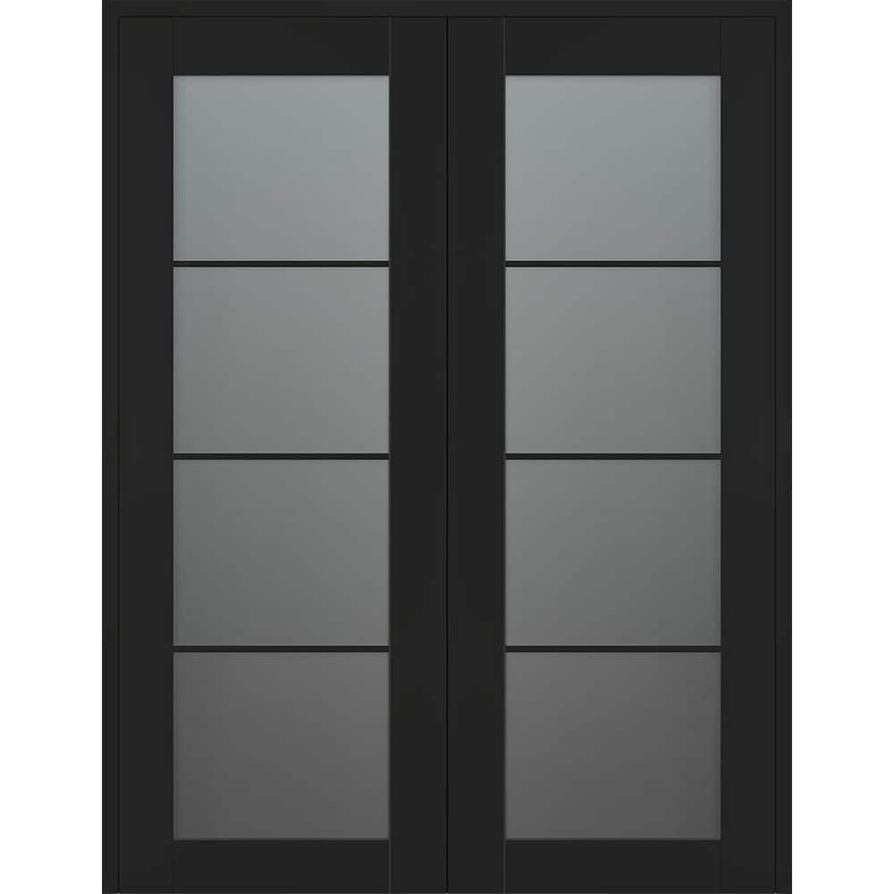 Avon 4 Lite N 48 in. x 84 in. Both Active 4-Lite Frosted Glass Black Matte Wood Composite Double Prehung French Door price history on PriceWatchPro