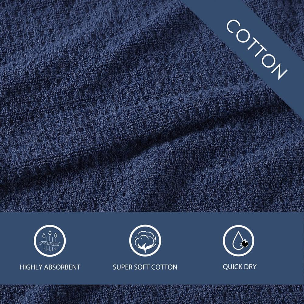 Oversized Dark Blue Cotton Terrycloth Bath Sheet Set