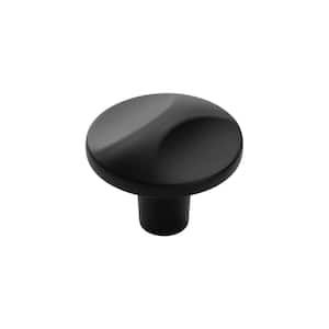 Crest Collection Knob 1-1/4 in. Diameter Matte Black Finish Modern Zinc Knob (10 Pack)