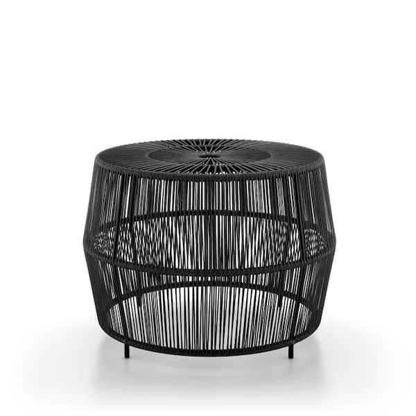 MUSE & LOUNGE Ysar Black Boho Round Metal Outdoor Side Table