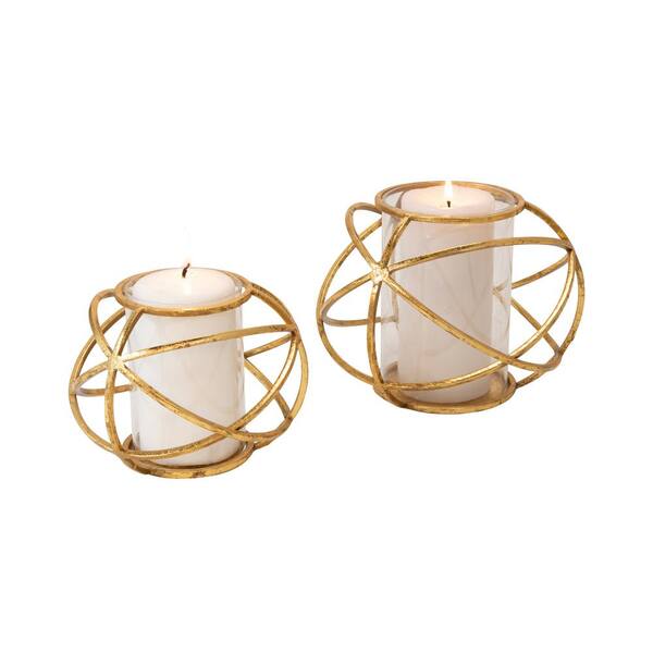 6 in. Gold Orb Candle Holder (Set of 2)