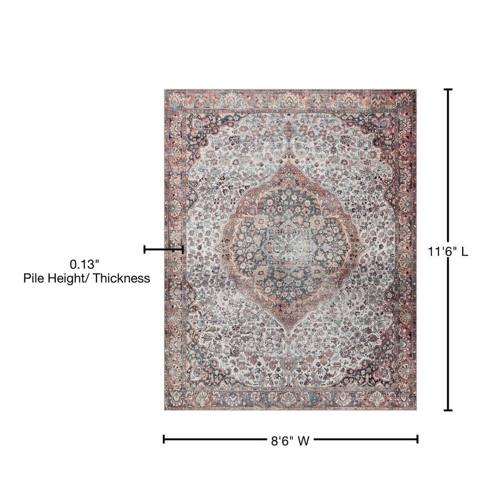 Wynter Red and Multicolor Synthetic Oriental Area Rug 8'-6" x 11'-6"