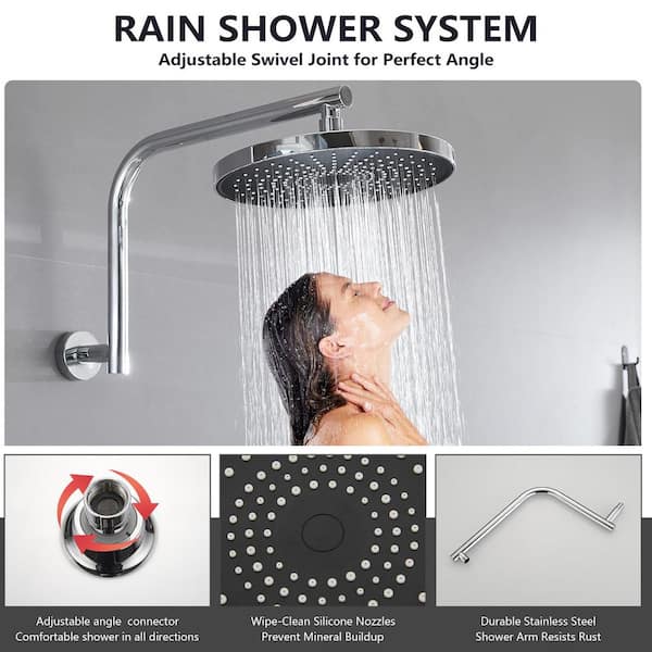 Single Handle 3-Spray Shower Faucet 2.5 GPM with High Pressure in Polished Chrome