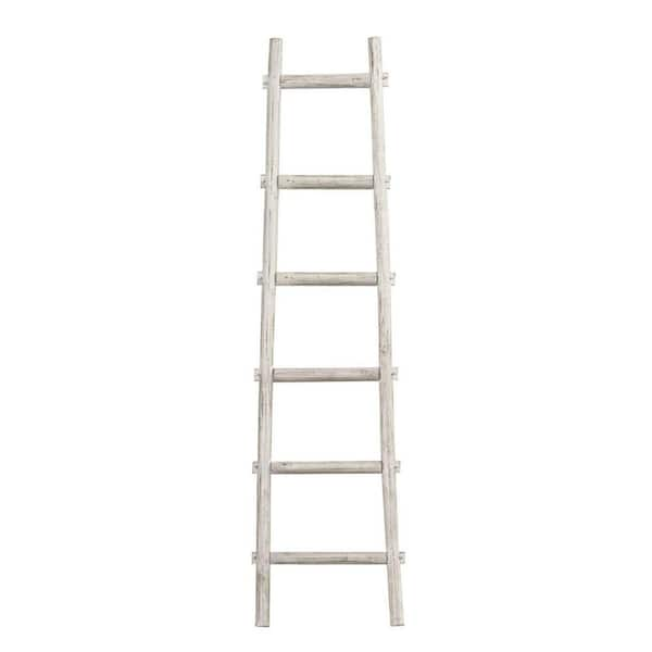 HomeRoots Mariana 6 Step White Decorative Ladder Shelve Wooden Wall Art