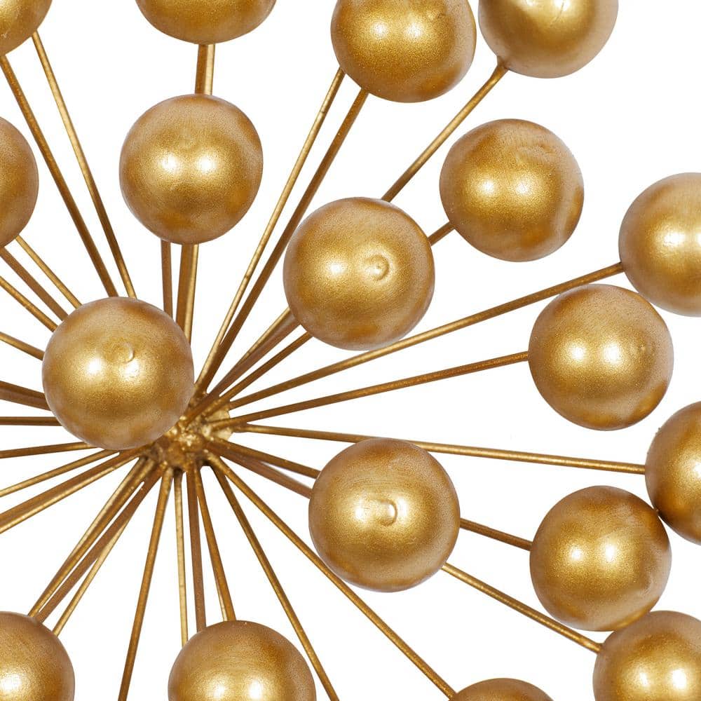 Gold Metal Starburst Wall Sculpture with Orb Detailing