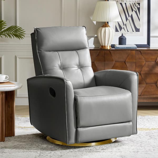 JAYDEN CREATION Felix Dove 30 in. W Genuine Leather Swivel Rocker Manual Recliner