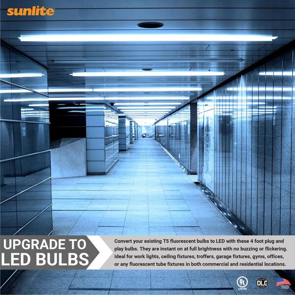 Sunlite 25-Watt 4 ft. Linear T5 Plug and Play Instant Start G5 Base LED Tube Light Bulb in Daylight 6500K (10-Pack)