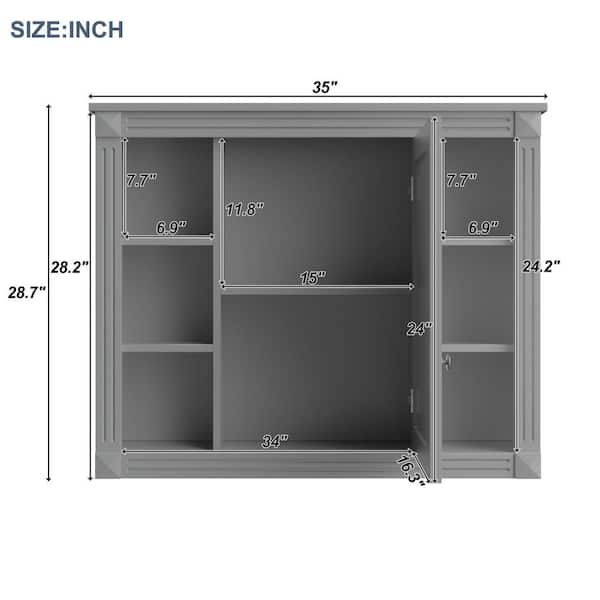 Cesicia 35 in. W x 28.7 in. H Rectangular Surface Mount Gray 