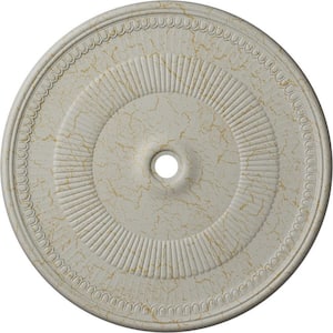 1-1/2 in. x 51-1/8 in. x 51-1/8 in. Polyurethane Nevio Ceiling Medallion, Pot of Cream Crackle