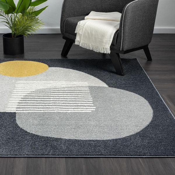 Deco Grey 7 ft. 9 in. x 10 ft. 2 in. Abstract Polypropylene Area Rug