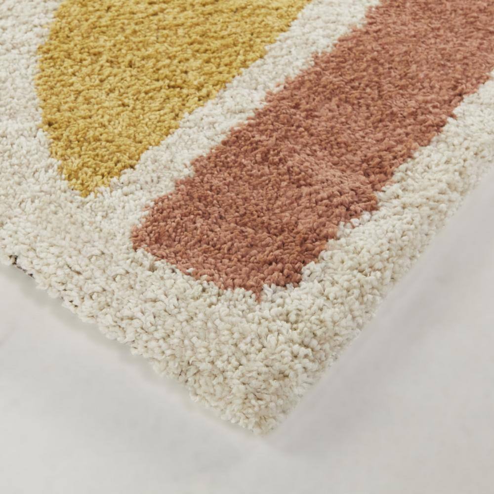Cesare Pink and Yellow Abstract Shag Area Rug 8' x 10'