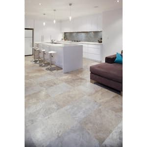 Trav Crosscut Silver 12.01 in. x 24.02 in. Honed Stone Look Travertine Floor & Wall Tile (2.003 sq. ft./Each)