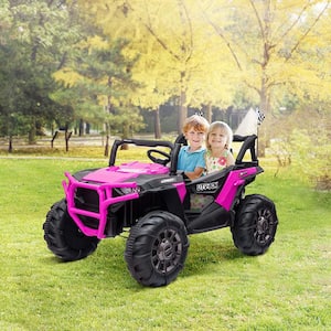 12-Volt Ride-On Truck Car Battery-Powered Kids Electric SUV with MP3/3 Speeds/LED Lights/Bluetooth, Pink