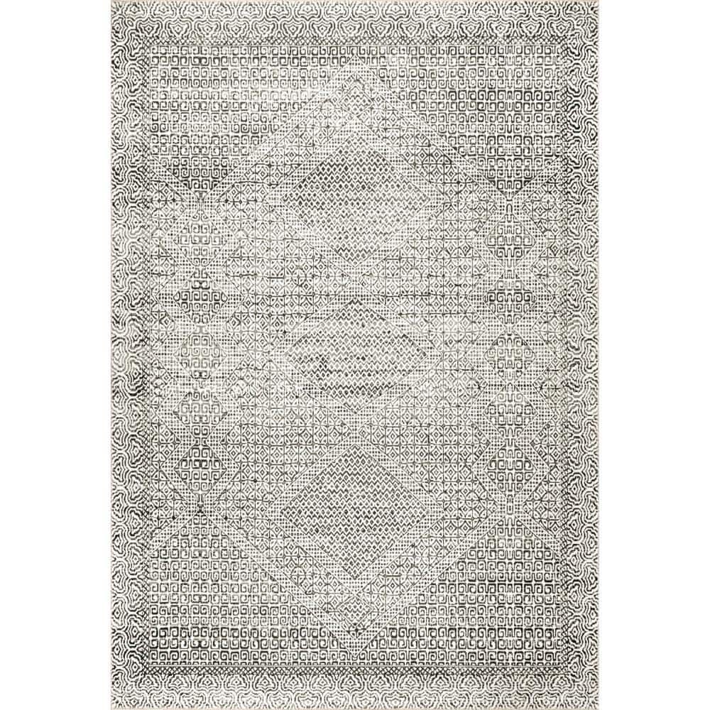 Sleek Gray Synthetic 14''x8'' Easy-Care Area Rug