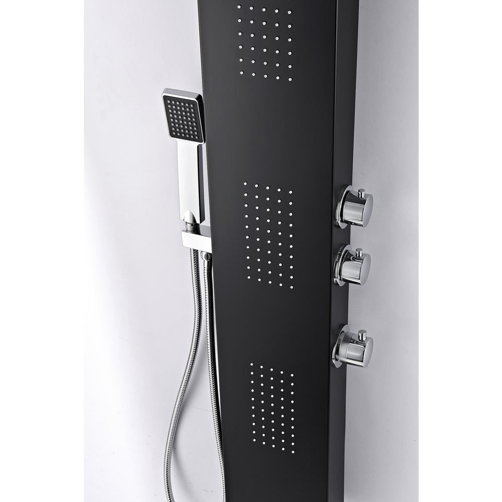 Black Aluminum 66'' Shower Panel with Rain Shower Head