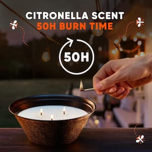 Triple Wick Scented Citronella Candle, 23 oz., 1 CT, Backyard Outdoor Candle, Burn Time up to 50 Hours