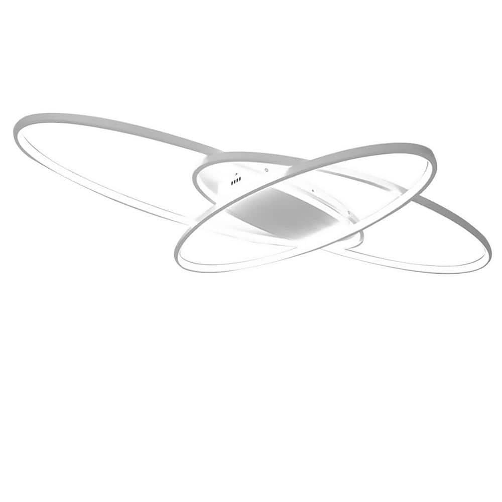 OUKANING 37 in. White Integrated LED Modern Geometric Flush Mount