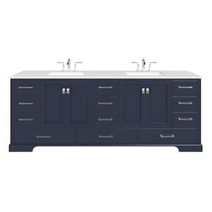 Storehouse 84 in. W x 22 in. D x 33 in. H Double Sink Freestanding Bath Vanity in Dark Gray w/ White Carrara Quartz Top